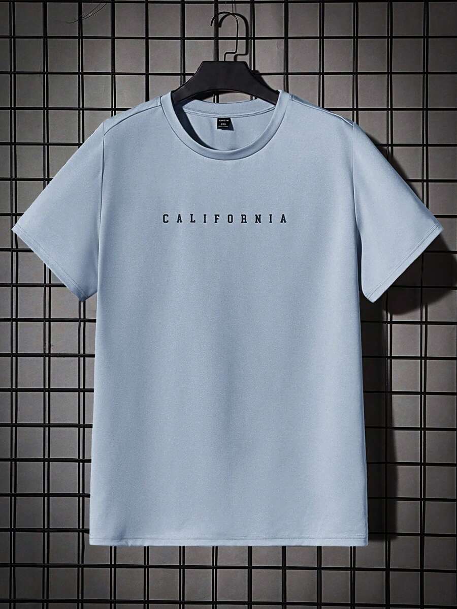 Manfinity VCAY Plus Size Men's Casual Knitted Short Sleeve T-Shirt, Minimalist And Fashion, Suitable For Summer