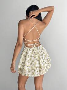 Aloruh 性感碎花系带细肩带吊带连体裤 夏季春装 女式夏装 优雅度假装 女式黄色连衣裙 女式春装 舞会礼服 复活节沙滩装 夏装 西装外套 Y2k 太阳裙 可爱连体裤 休闲装 婚礼 毕业礼服 节日礼服 碎花裙 舞会礼服 狂欢节装 节日黄色连体裤 工装裤 女式吊带裤 - 黃色 - 查看 2