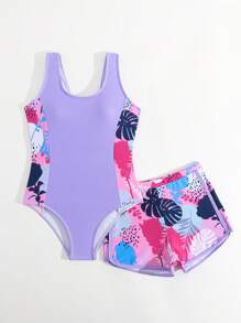 SHEIN Tween Girl' Swimwear/One-Piece/Printed/2pcs Set - Multicolor - View 5