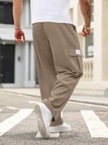 Manfinity Homme Plus Size Men's Plain Work Cargo Pocket Casual Pants