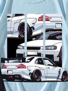 2pcs Tween Boys Casual Basic Crew Neck Short Sleeve T-Shirt & Shorts Set, Suitable For Summer - Baby Blue - View 3