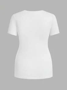 Modmama Maternity Short Sleeve Round Neck Solid Color Casual T-Shirt - Multicolor - View 13