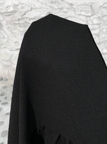 SHEIN CURVE+ Váy dài màu vàng cổ chữ V sâu tay bèo nhún cỡ lớn cho nữ trong kỳ nghỉ Boho mùa hè - màu đen - Xem 7