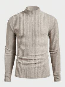 Manfinity VCAY Conjunto de 3 camisetas de manga larga de cuello redondo de corte slim casual para hombre, adecuado para otoño