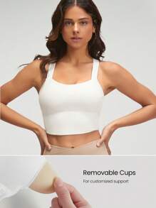 GLOWMODE FeatherFit™ Crossover Straps Curved Hem Sports Bra Tank Top Low Impact Yoga Daily