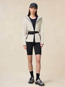 OutZeal Women Zippered Hoodie Windbreaker Jacket, Casual Outdoor Sports Waterproof Coat - Khaki - View 9