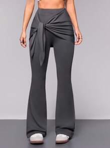 SHEIN Sport Gameset Solid Color Lace-Up Casual Comfortable Sport Pants