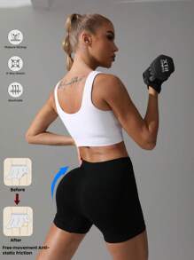 SHEIN Sports Solid Color Minimalist Athletic Shorts, Suitable For Summer Biker Shorts Spandex Short - Multicolor - View 3