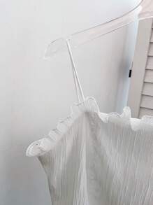Chiquease Damen Einfarbiges Volant Saum Loose Camisole - Weiss - Übersicht 4