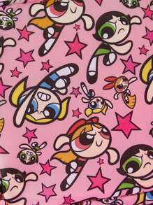 THE POWERPUFF GIRLS X SHEIN 1个花朵、泡泡、毛茛图案涤纶纤维收纳袋，可用作女性卫生用品收纳袋、数码产品收纳袋、小物件收纳袋，花朵、泡泡、毛茛、爱、友谊、Y2K、情人节