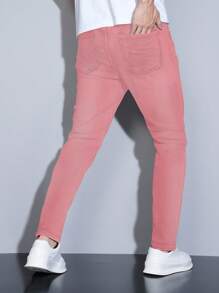 Manfinity Homme Men's Casual Minimalist Solid Color Tapered Jeans