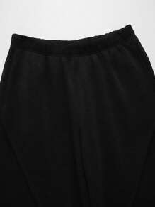 Heavyweight American Streetwear Black Thermal Lined Casual Sports Straight Leg Men Sweatpants, Autumn/Winter