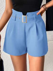 Firerie Femmes Short taille haute unicolore, casual/bureau