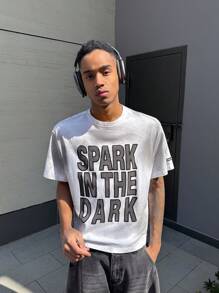 NEON BLANC 男士街头风格字母图案白色针织 T 恤