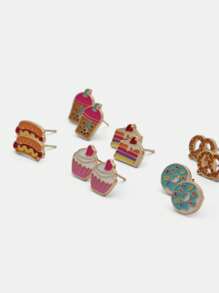 SHEIN 6 Pairs Desert Accent Stud Earrings Set For Teens - one-size - View 4