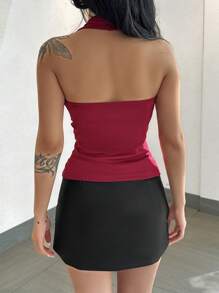 SHEIN Unity 女士休闲红色背心和吊带背心。 - 酒紅色 - 查看 2