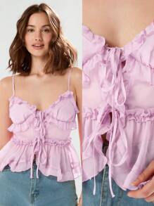 Enchnt Áo hai dây trơn cho nữ, đơn giản & thời trang, phù hợp cho mùa hè - Màu Hồng baby - Xem 9