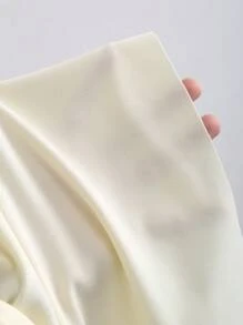 Sweetra 女士新款秋季西部牛仔风格海滩休闲抽绳腰部不对称荷叶边下摆迷你裙 Y2K - 杏色 - 查看 6