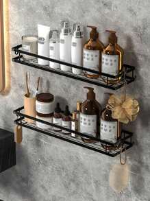 1pc Bathroom Shelf, Punch-Free Or Punch Wall Hanging Corner Shelf,Kitchen Toilet Storage Shelf, Home Organization And Storage Supplies, Kitchen Accessories, Bathroom Accessories