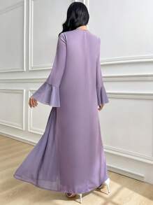 Al Najma Vestido largo tradicional y modesto de mujer con mangas de campana y decoración de brillantes