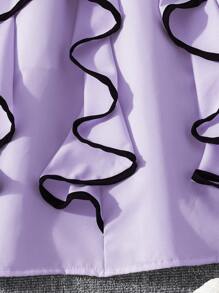 Tween Girls Fashion Street Style Ruffle Patchwork Skirt, Spring/Summer - Purple - View 7