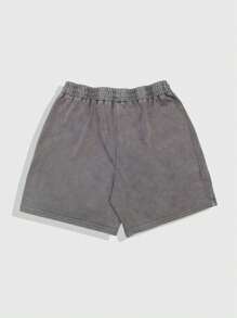 ROMWE MEN Prep Men's Numeric & Letter Print Drawstring Waist Casual Shorts - Grey - View 2