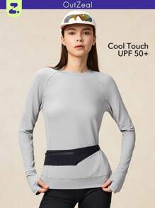 OutZeal SunProof UPF50+ Sun Protection Ruched Back Design Long Sleeve Tee Women Workout Top - Grey - View 1