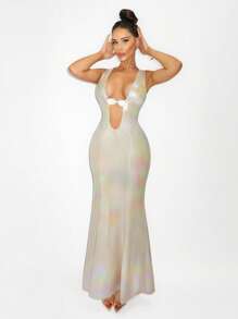 Zolique Women's Sexy Laser Cut Sleeveless Dress - Silver - View 1