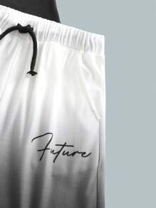 SHEIN Tween Boy Letter Graphic Ombre Top & Shorts Set - Multicolor - View 4