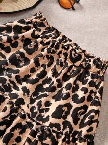 Tween Girl Leopard Print Minimalist Fashion Skirt, Suitable For Summer