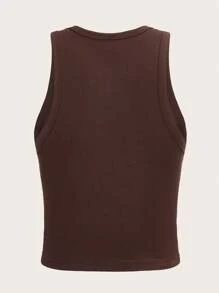 SHEIN EZwear Casual Minimalist Western Cowgirl Boot Print Round Neck Slim Fit Sleeveless Tank Top, Suitable For Summer