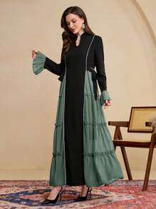 Al Najma 女式侧开衩侧系腰阿拉伯风格连衣裙，春夏季，端庄