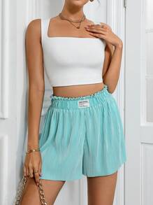 Chiquease Shorts Estilo Minimalista Casual Feminino, Adequado para o Verão - Azul bebê - Visão 6