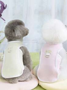 PETSIN Yellow Simple Casual Dadagou & Bear Print Pet Vest, Lightweight For Summer, Suitable For Cats And Dogs - Yellow - View 4