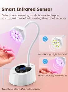 Teckwe 指甲烘干机和固化灯，多功能实用的设计 - 白色 - 查看 3