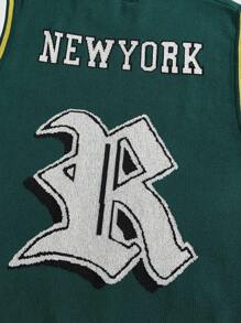 ROMWE MEN Prep Men's Jersey Digital Pattern Round Neck Sleeveless Basketball Sport Knit Top