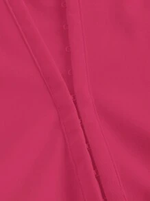 SHEIN ICON Deep V Metal Buckle Waist Belt Decorated Backless Mini Dress - Hot Pink - View 6