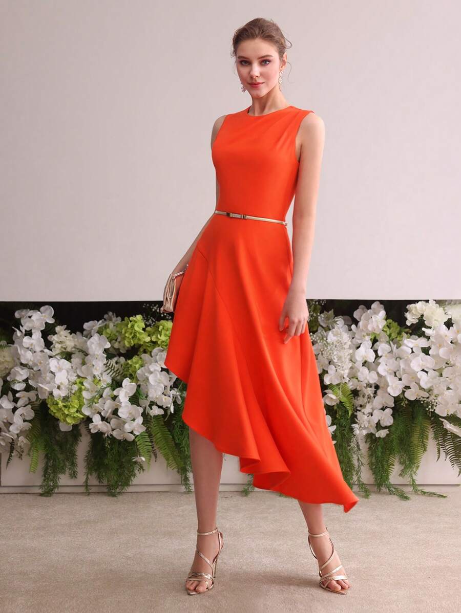 MOTF Soiréza ASYMMETRICAL HEM COCKTAIL DRESS - Burnt Orange - View 1