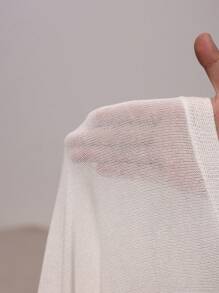 SHEIN CURVE+ Plus Size Bowknot Casual Cardigan, Lightweight Vacation Coverup, Beach Resort Sunscreen Outwear - White - View 7