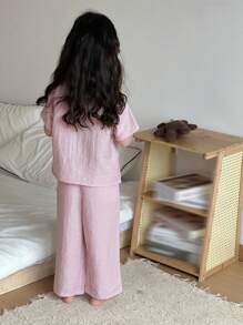 DAZY Young Girl Plaid Short Sleeve Pants Home Wear, Spring/Summer - Pink - View 6