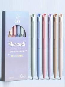 6支装混合色凝胶笔办公配件笔圆珠笔黑色笔彩色铅笔返校