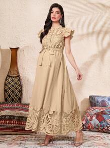 SHEIN Maternity Simple & Fashionable Dress, Suitable For Summer - Apricot - View 3