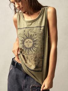 Bohemela 波西米亚风女士休闲纯色无袖针织上衣，宽松夏季款 - 綠色 - 查看 4