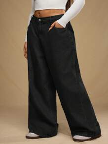 Forever 21 Vaqueros informales y holgados de pierna acampanada talla grande