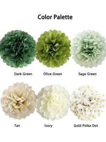SHEIN 20 pièces/set Pompons en papier de soie vert sauge (30 cm, 25 cm, 20 cm, 15 cm) et 20 pièces Ensemble de décoration de fête bohème florale pour mariage, anniversaire, fête d'animaux de la jungle, décoration murale, Saint-Valentin, mariage de la Saint-Valentin, anniversaire