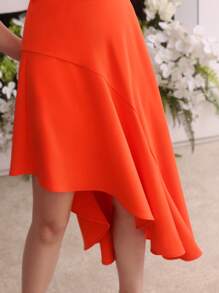 MOTF Soiréza ASYMMETRICAL HEM COCKTAIL DRESS - Burnt Orange - View 2