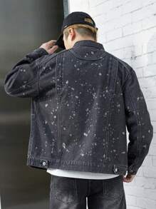 Manfinity Homme Men's Casual Denim Jacket, Simple And Fashionable For Daily Wear - Black - View 3