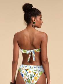 Travachic Women's Summer Beach Tropical Plant Printed Bikini Top - White - View 2