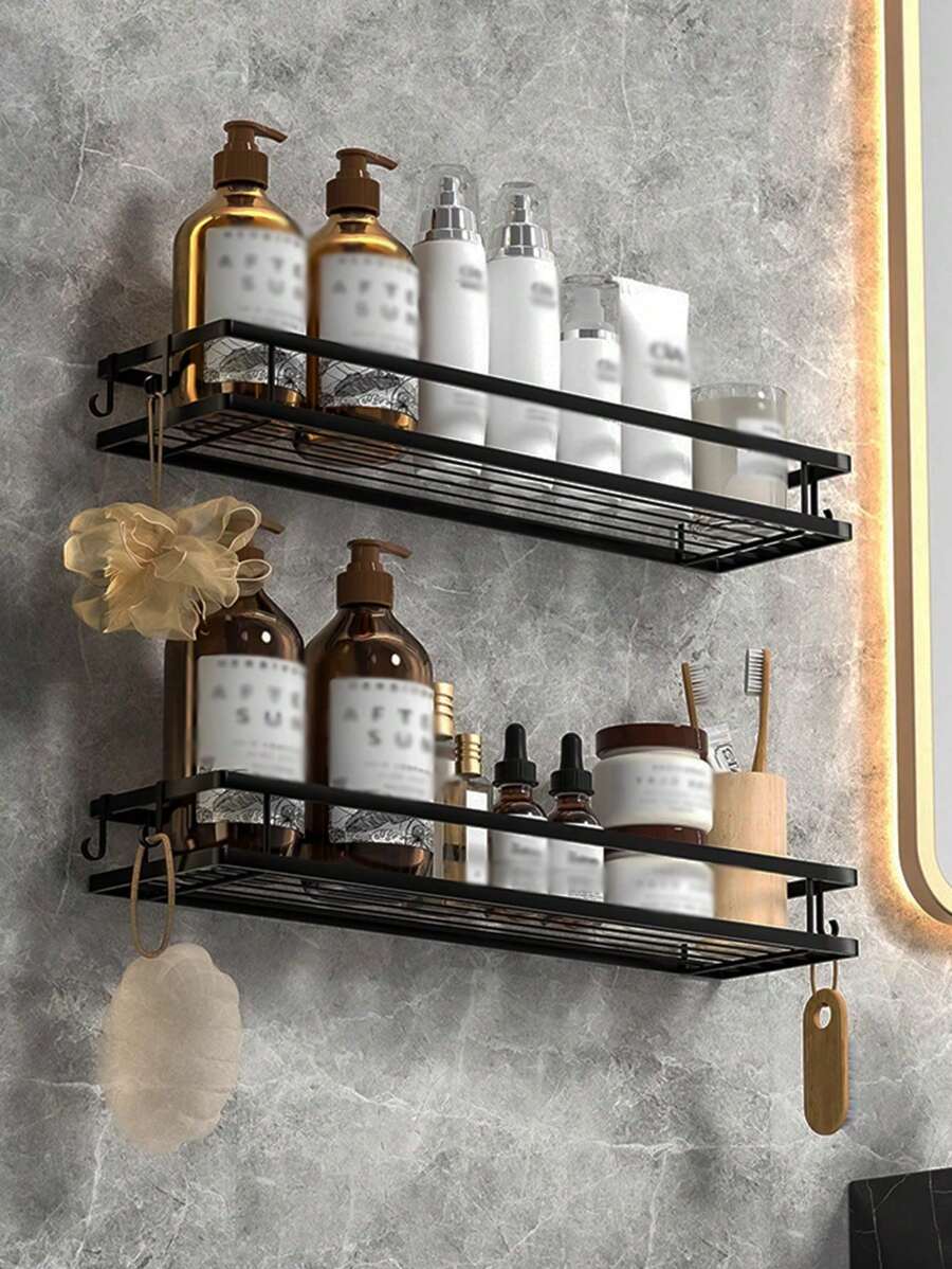 1pc Bathroom Shelf, Punch-Free Or Punch Wall Hanging Corner Shelf,Kitchen Toilet Storage Shelf, Home Organization And Storage Supplies, Kitchen Accessories, Bathroom Accessories