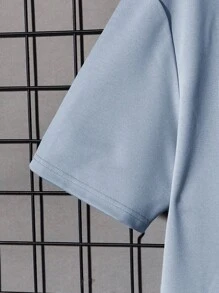 Manfinity VCAY Plus Size Men's Casual Knitted Short Sleeve T-Shirt, Minimalist And Fashion, Suitable For Summer